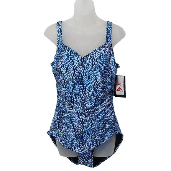 Maxine Of Hollywood Women's Standard Side Shirred One Piece Swimsuit Size 16 - Picture 1 of 12